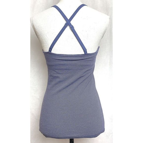 Outdoor Voices Womens‎ Size Small Move Free Tank Top Striped Navy Gray Racerback - Picture 4 of 8